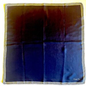 Vintage Christian Dior Navy Blue Silk Scarf 18.5” X 18.5”